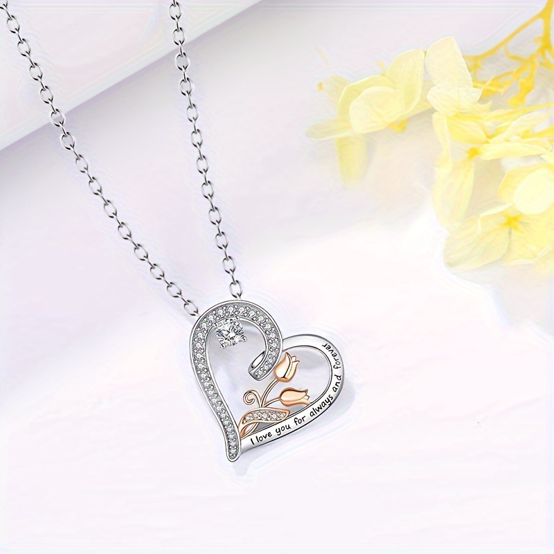 Love You Rose Necklace, Jewelry for Girls