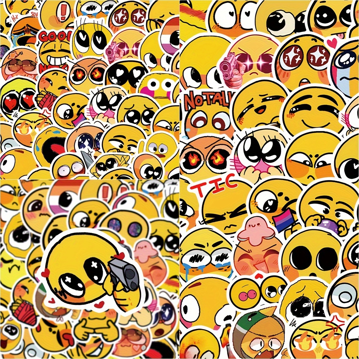 Face Stickers Yellow Emoticon Sticker Vinyl Waterproof - Temu Japan