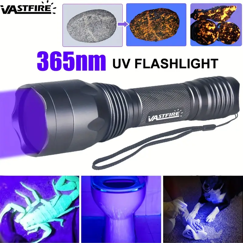 365nm Uv Flashlight With 1/3 Led Rechargeable Black Light - Temu