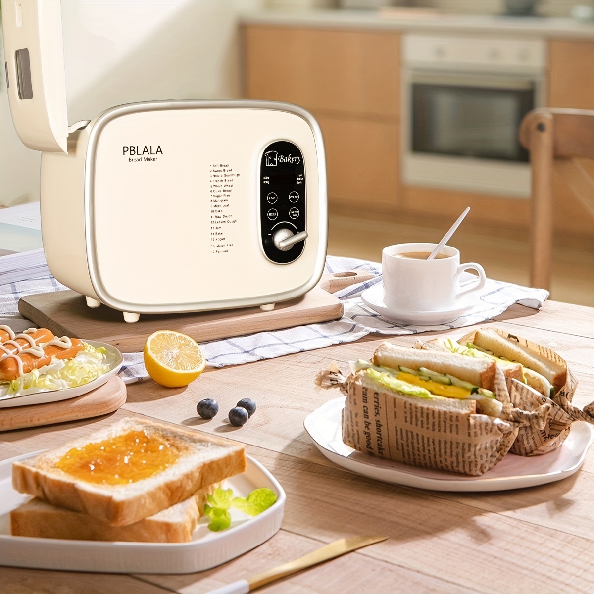  GFYWZZ Máquina para hacer pan doméstico de 800 W, panificadora  inteligente para el hogar, máquina automática para tartas, 25 menús,  conservación del calor de 60 minutos para desayuno, sándwich : Hogar y  Cocina