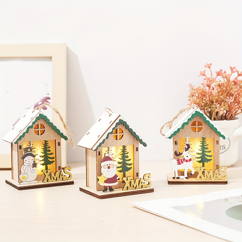 Wooden Crafts Christmas Decorations Wooden Little House - Temu