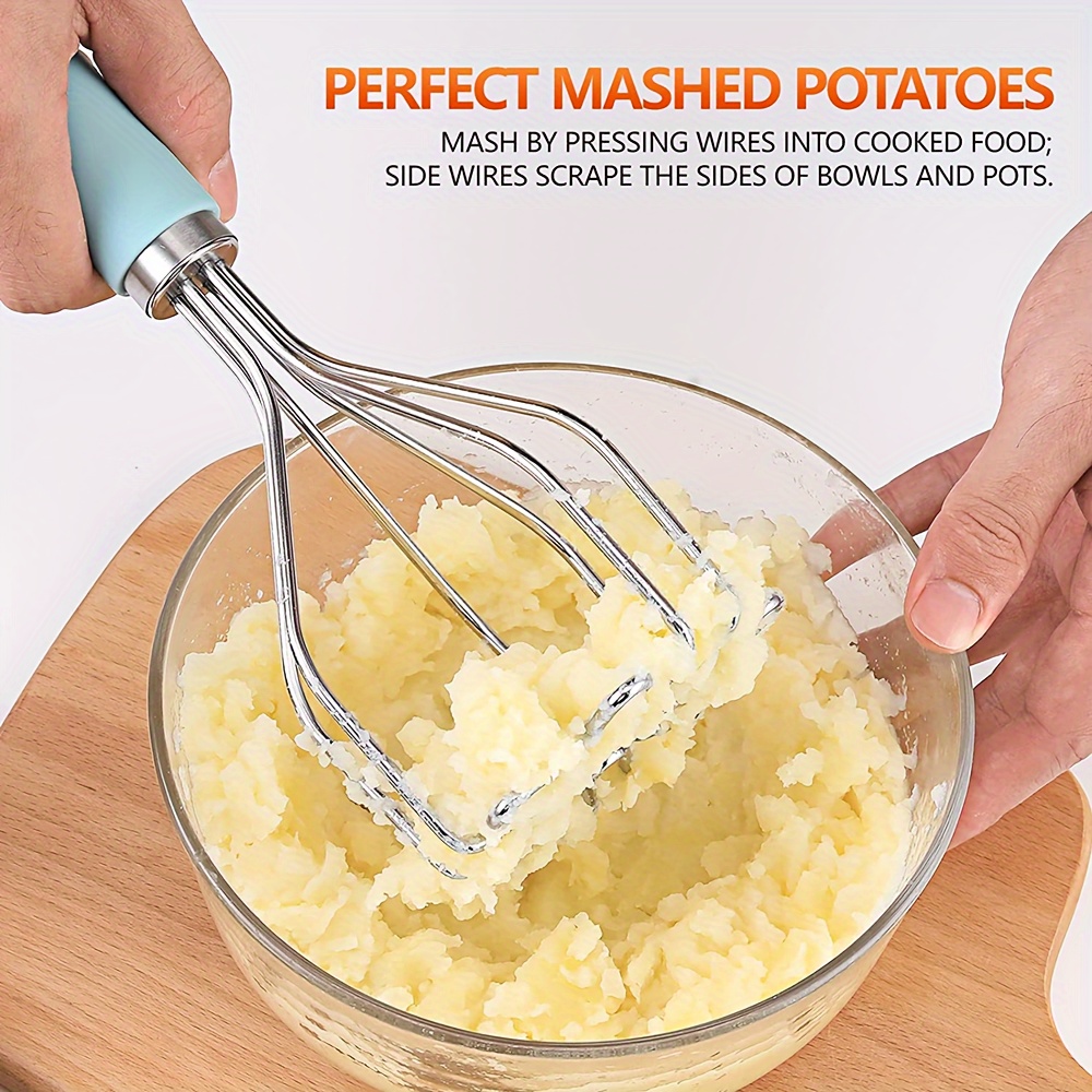 1PC Stainless Steel Potato Masher Cooked Food Smasher With Non-Slip Handle  Fruit Vegetable Smash Tool Kitchen Accessories