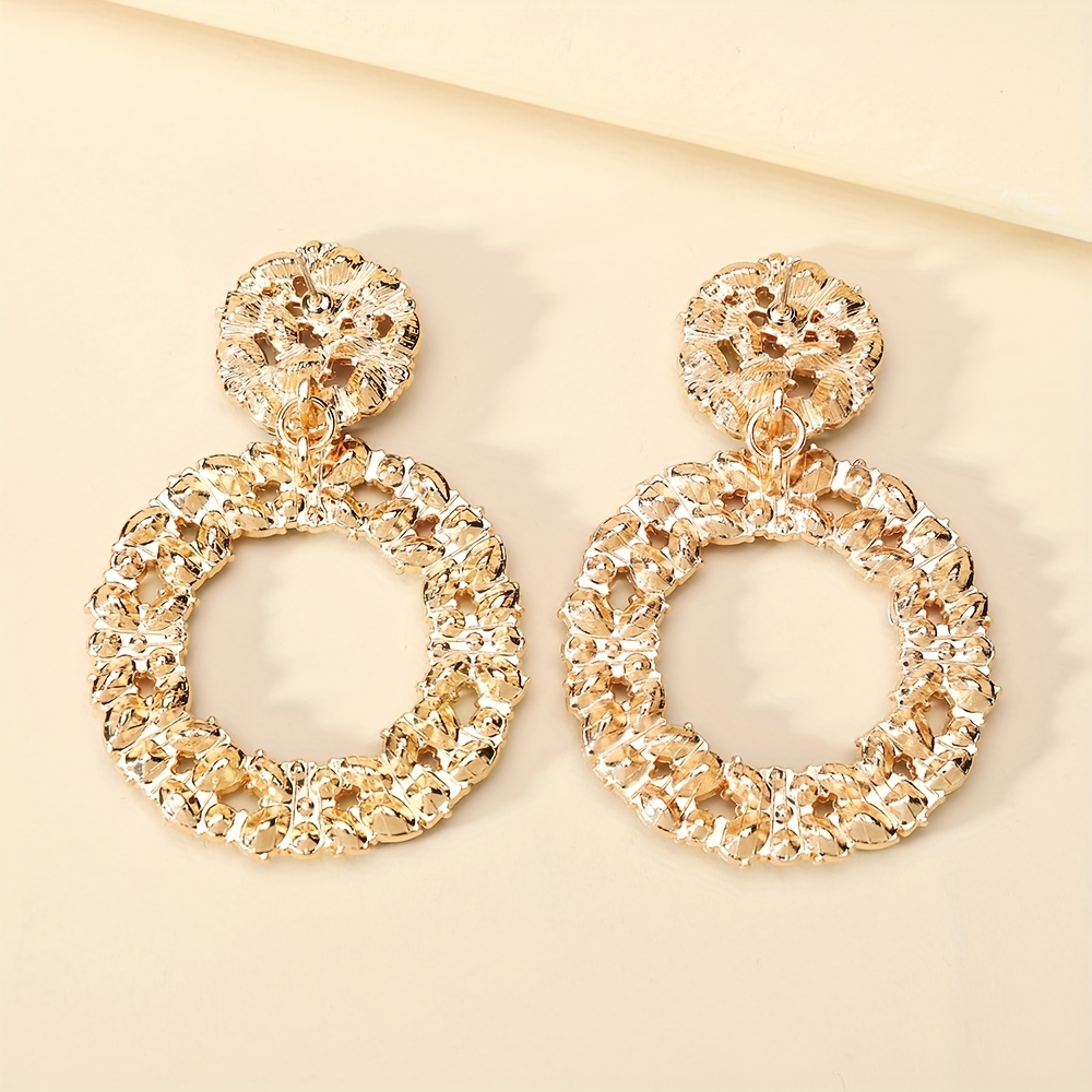 Exaggerated Rhinestone Round Dangle Earrings