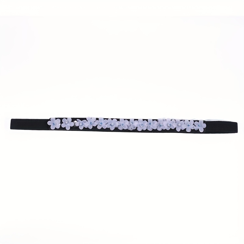 Fabric Flower Decor Thin Belt Solid Waist Belt Classic Dress Coat Girdle