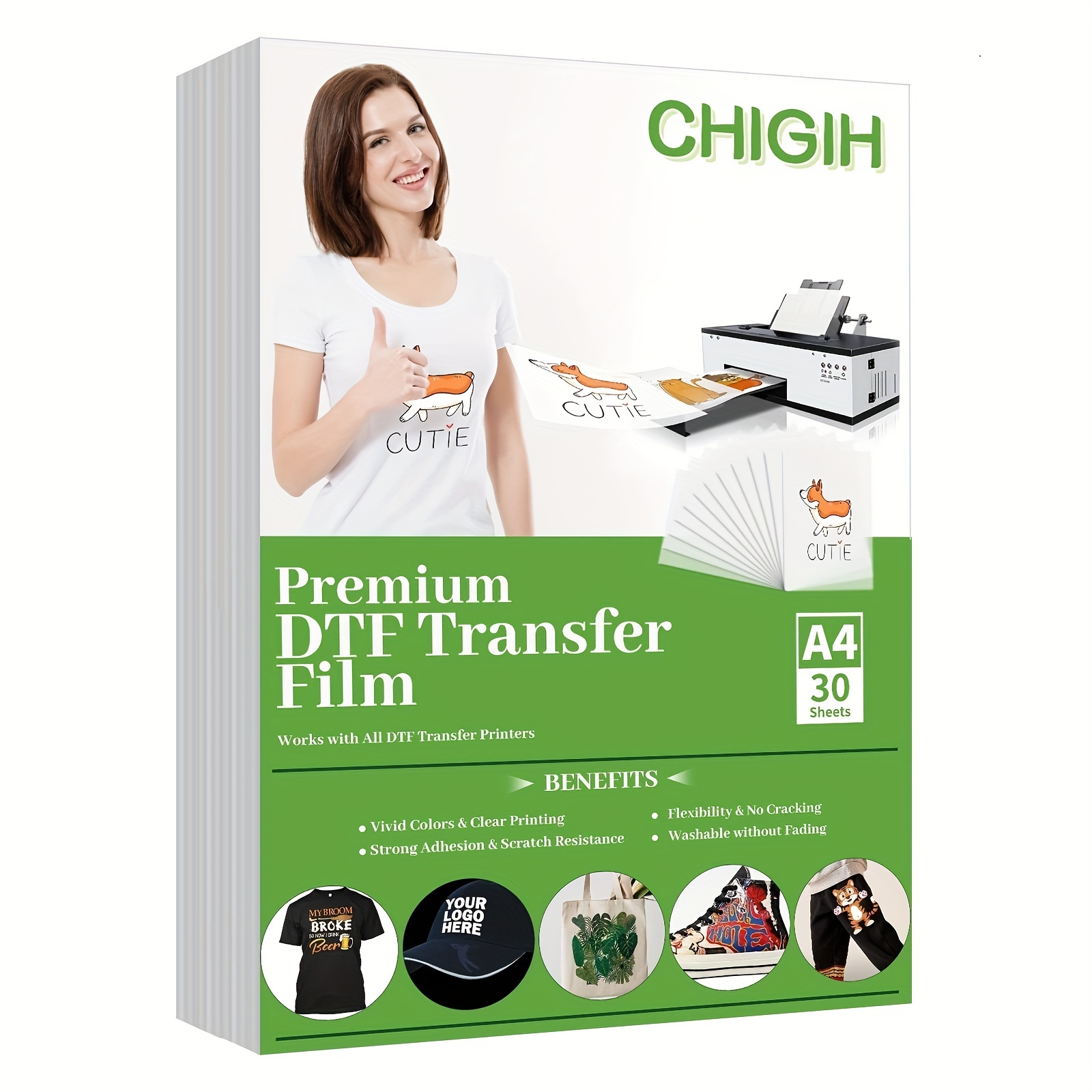DTF Transfer Film Glossy - 8.5x11 inch - 50 Sheets - PET Paper Clear for  Tshirt 