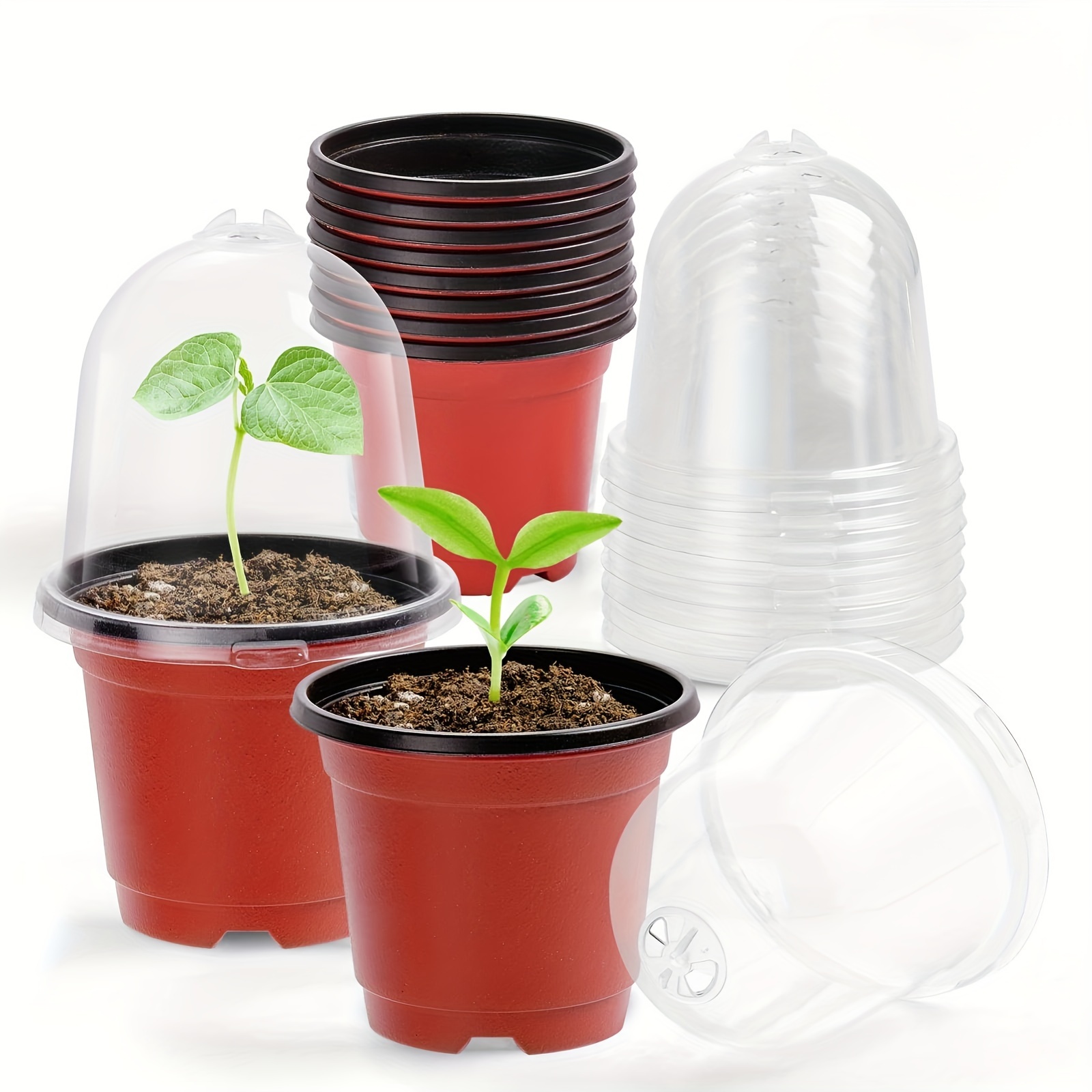10pcs Pots de plantes en plastique Germination de jardin Pots de fleurs  épais avec soucoupes