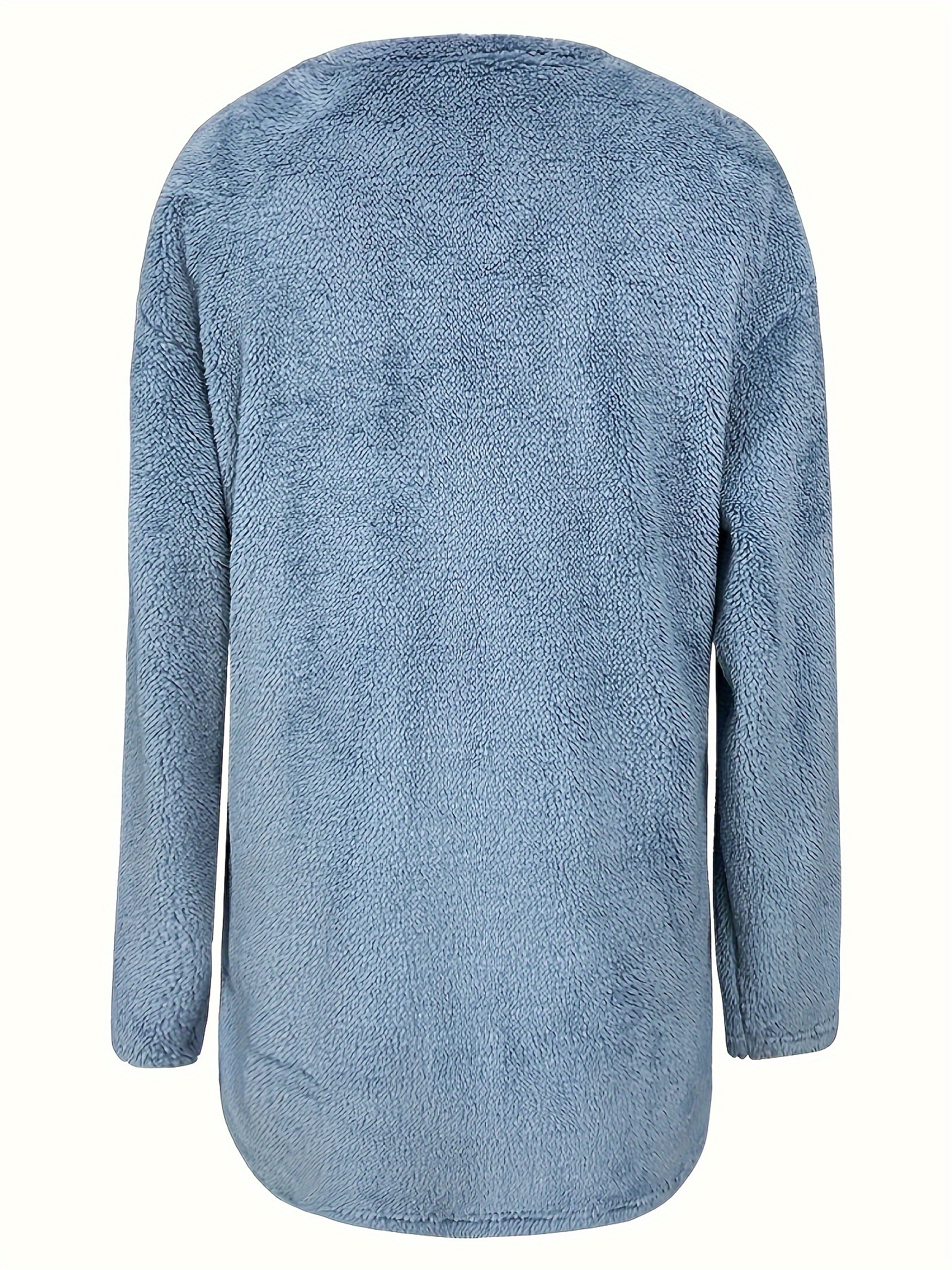 Butterfly Plant Print Pullover Sweatshirt Furry Casual Sweatshirt