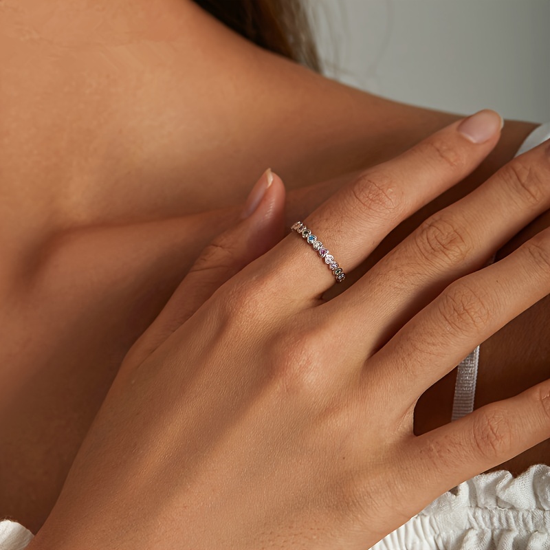 Fashion Ring Micro Pave Multicolor Synthetic Zirconia Ring Women Daily Casual Party Ring Eternal Ring Jewelry Gift