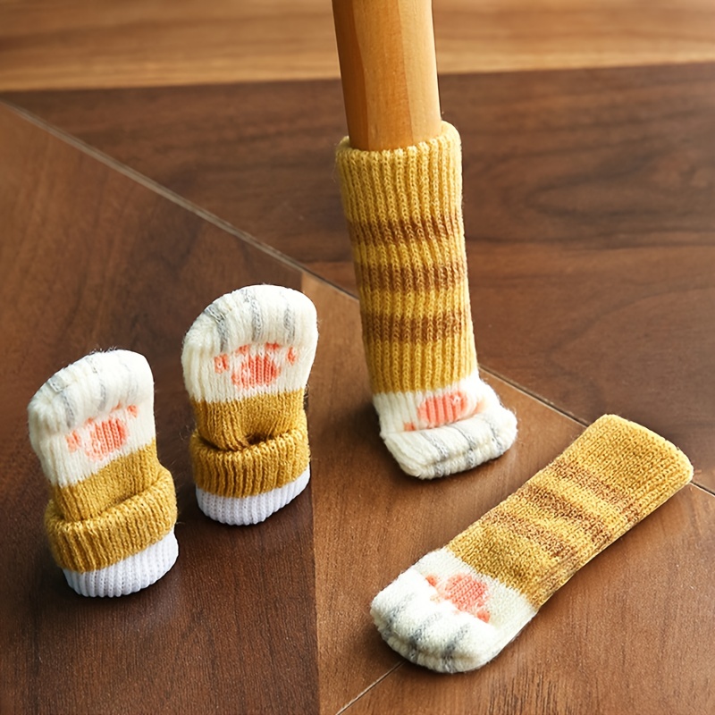 16pcs White Color Knitting Wool Furniture Socks/Chair Leg Floor Protector  (16 White)