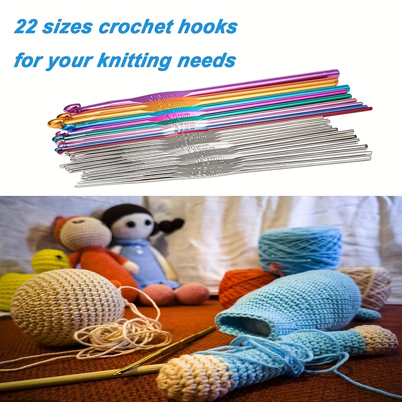 14PCS Aluminum Crochet Hooks Knitting Needles Craft Yarn 2.0mm/2.5