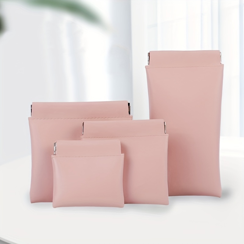 Pu Leather Mini Storage Bags, Portable Self-closing Mini Cosmetic Bag - Temu