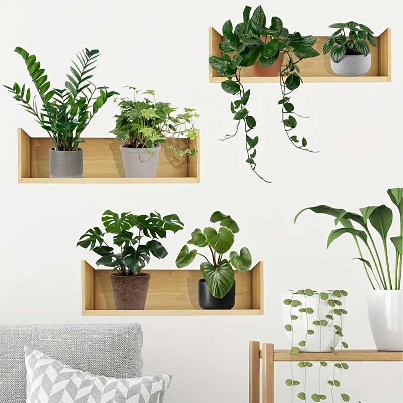 

3pcs Creative Wall Sticker, Plant Potted Pattern Self-adhesive Wall Stickers, Bedroom Entryway Living Room Porch Home Decoration Wall Stickers, Removable Stickers, Wall Decor Decals