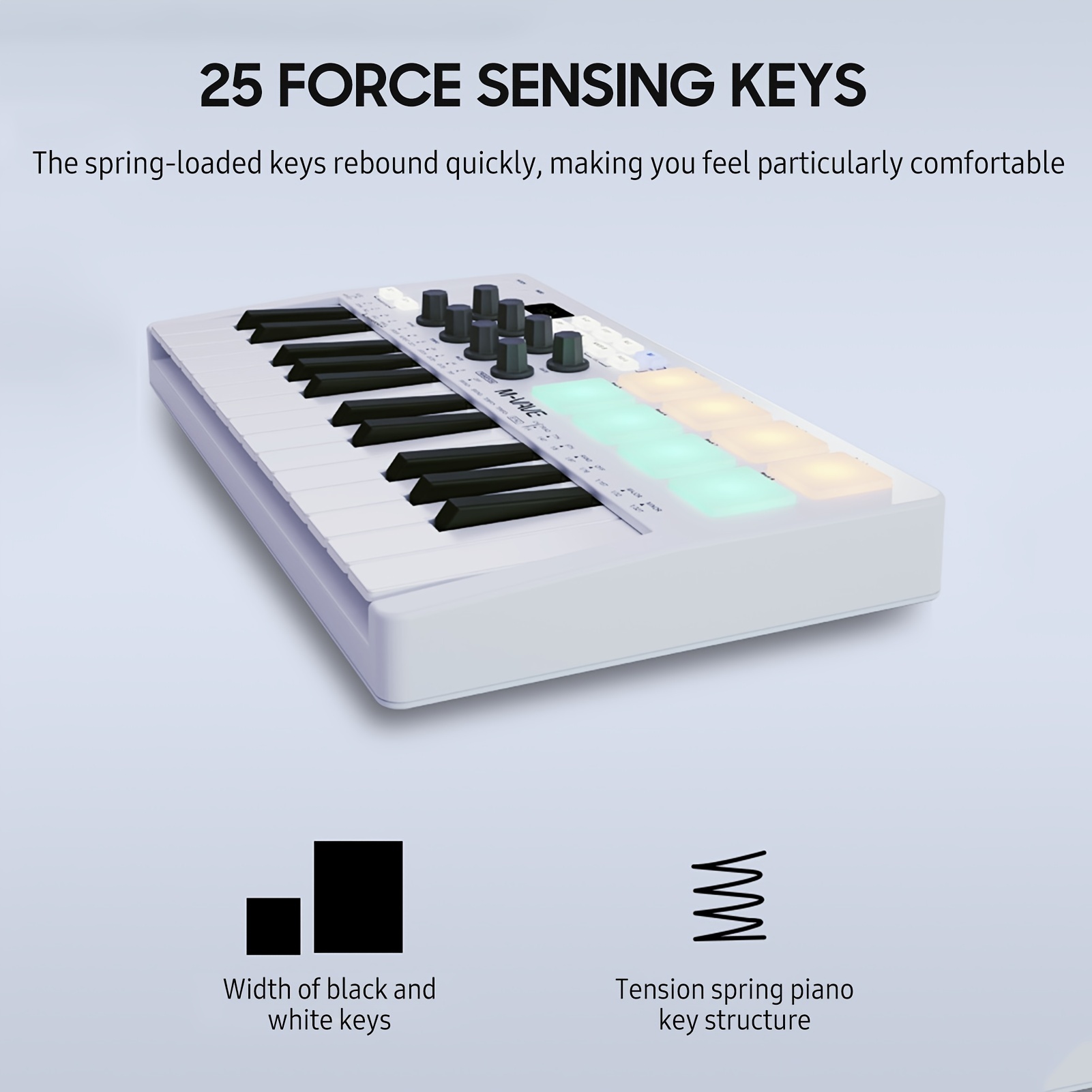 Keyboard Piano MIDI Keyboard Controller Mini 25-Key USB Keyboard and Drum  Pad MIDI Controller Professional Musical Instruments