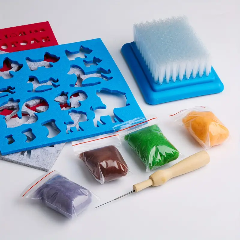 1set Needle Felting Kit, Needle Felt Kits With 6 Colors Wool Roving,  Felting Needles With Storage Box, Needle Felting Supplies Kits For Beginner