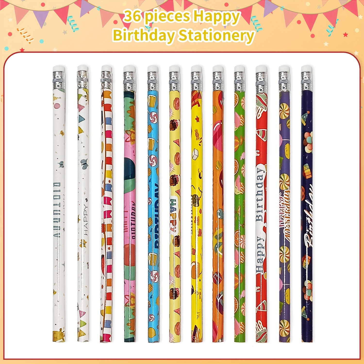 Happy Birthday Pencils Wooden Pencils Birthday Party Pencils - Temu