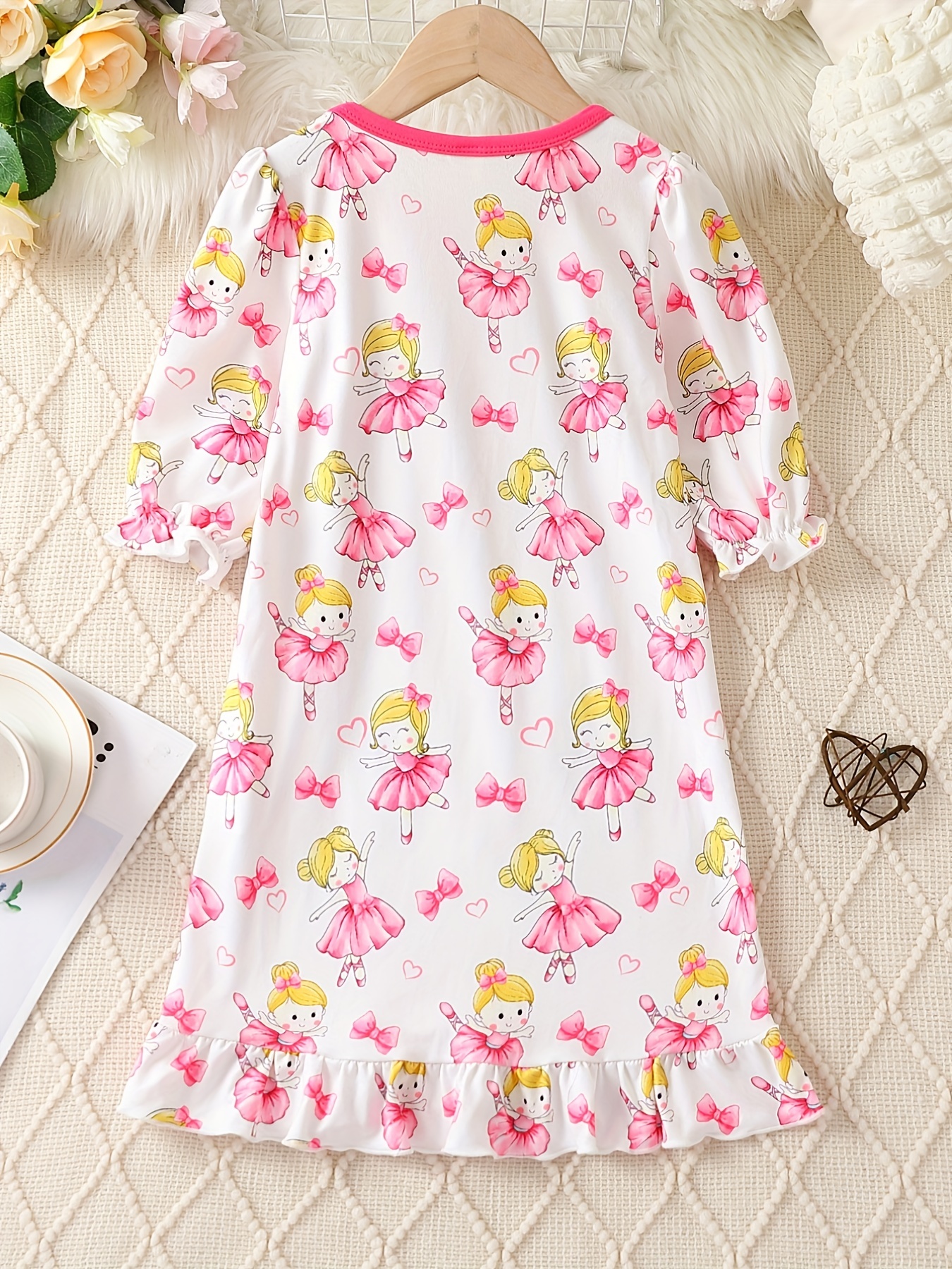 PINK GIRL, Beautiful Cartoon Printed Full Sleeves 2 Piece Night