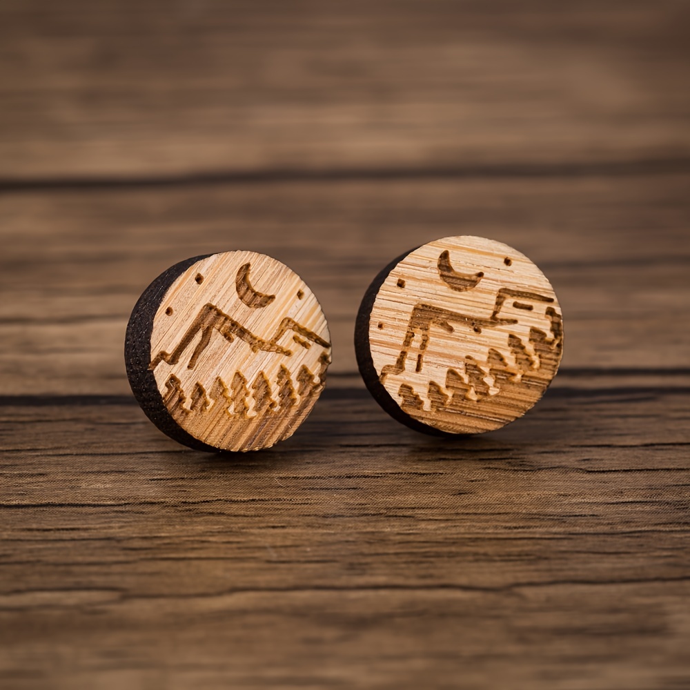 Or Wooden Earring Findings Flat Round Earring Posts Strap - Temu