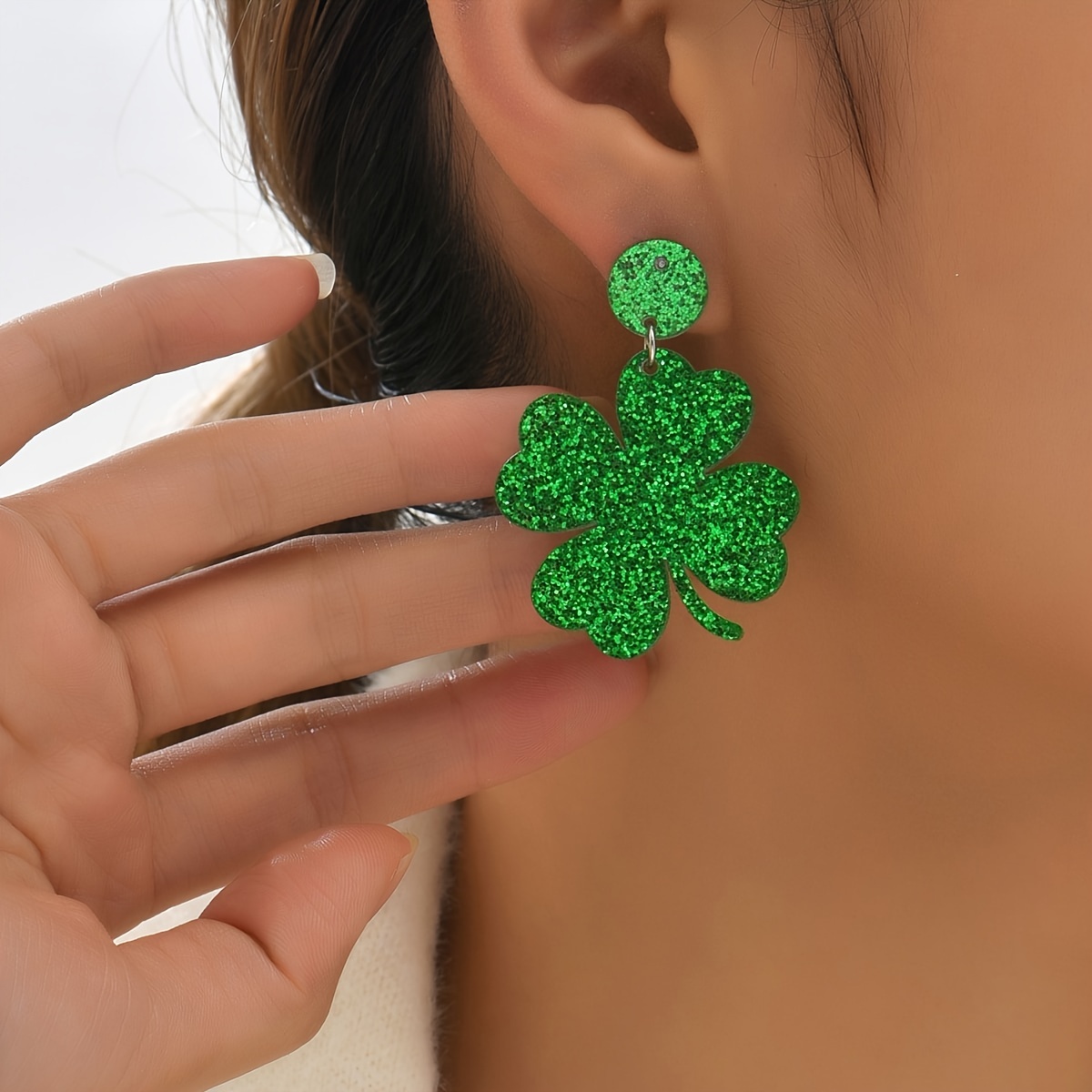 St Patrick's Day Earrings, Four Leaf Clover Earrings, Lucky Irish