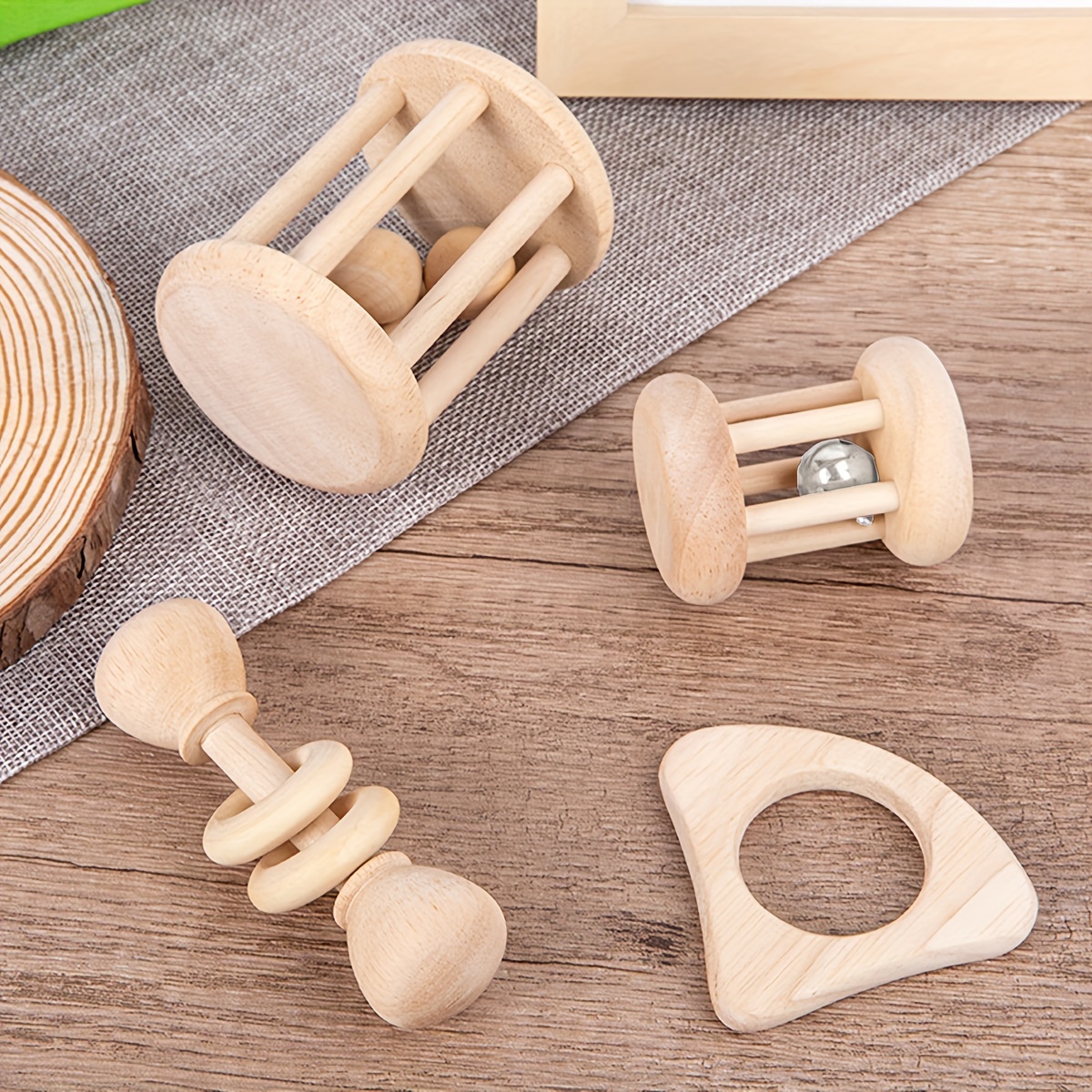 4 Pieces Wooden Baby Rattle Toys Montessori Teething Ring Log Geometric  Grab Toy Set Natural Wood Rattle Set For Infants And Toddlers Christmas  Halloween Thanksgiving Gift - Toys & Games - Temu Canada