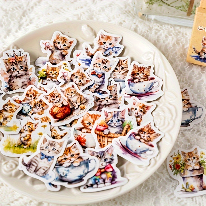 46 Pcs adesivi a tema gatto decorazione adesivi gatti Kawaii adesivi  autoadesivi Scrapbooking per pianificatori Scrapbook