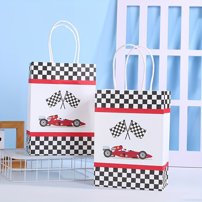 4PCS Hot Wheels Party Bags Racing Car Paper Bag with Handles Gifts Bag  Treat School Candy Bag Boy Birthday Favors Goodies Bags