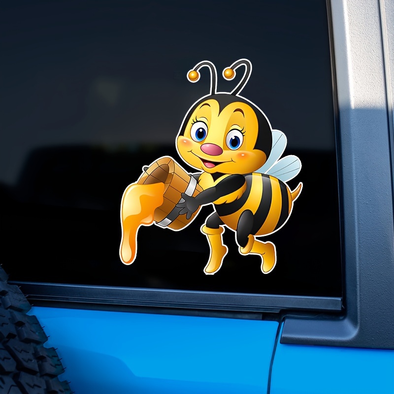

Cartoon Bee Holding Bucket With Honey Car Sticker Fashion Waterproof Vinyl Decal Car Styling Decoration Accessories