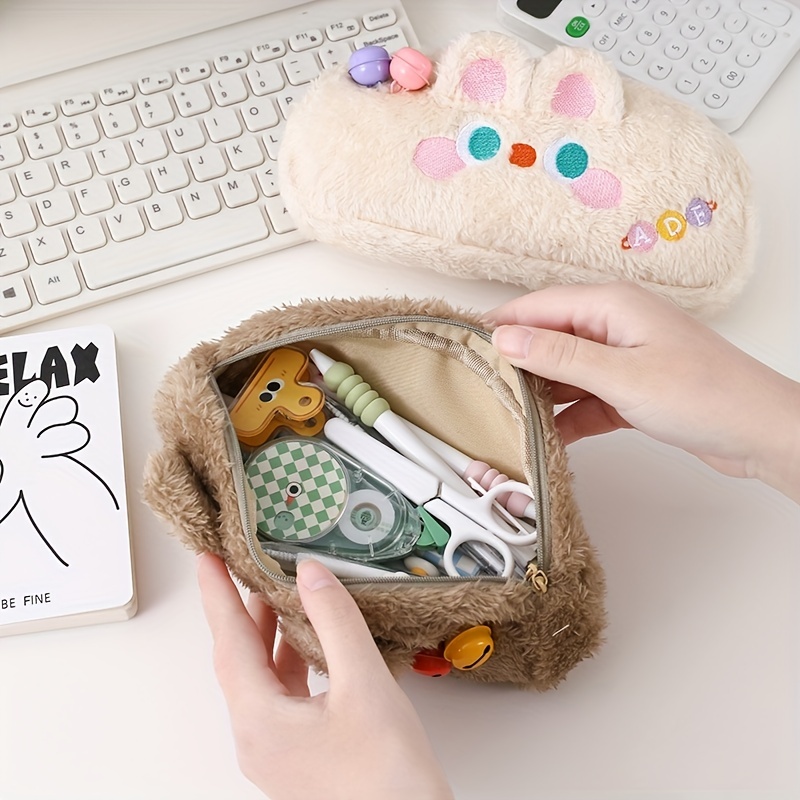 Kawaii Bunny Bear Pencil Case: Fluffy Fuzzy Pen Bag For - Temu Greece