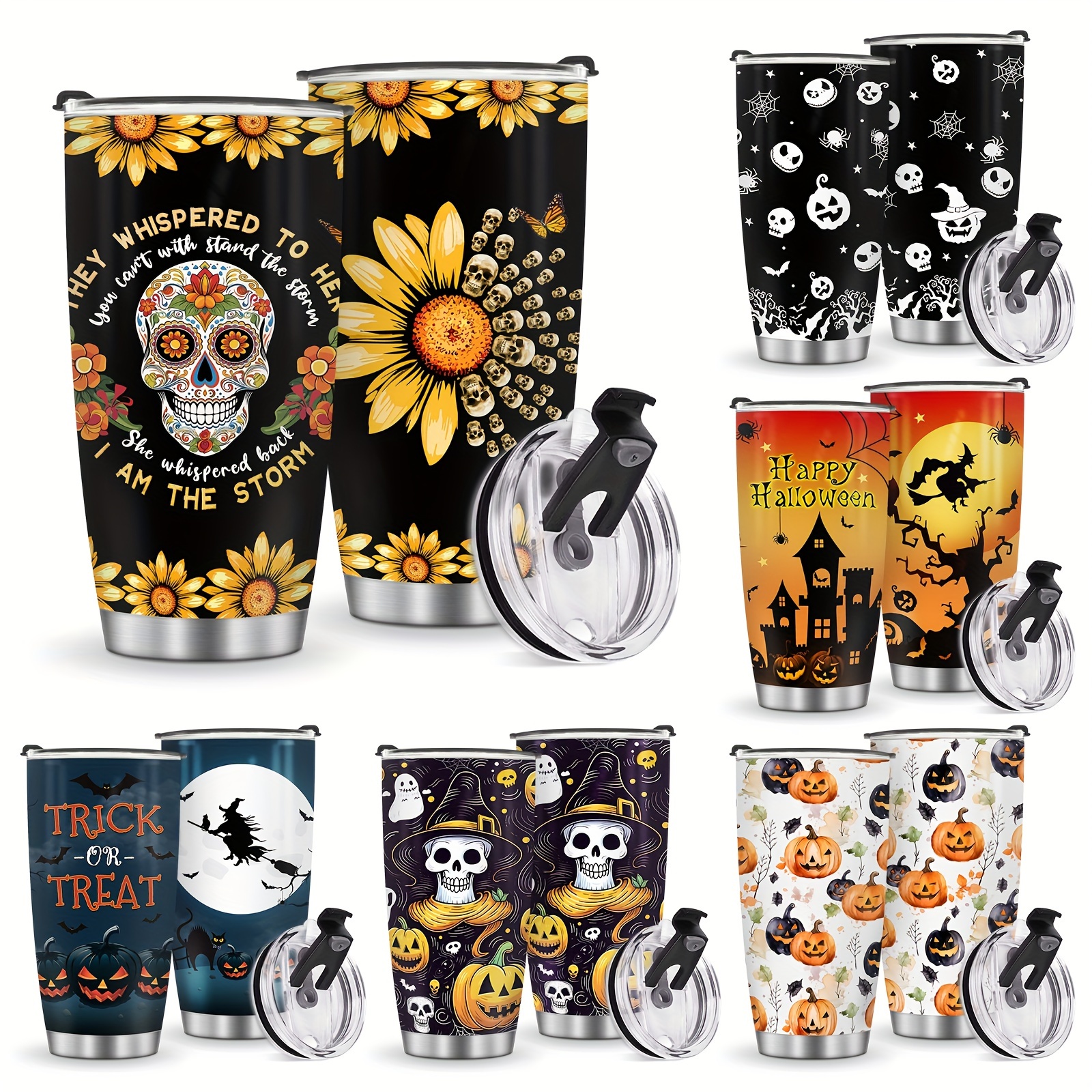 Skeleton Peace Sign Custom Insulated Tumbler Large Iced Coffee Cup With  Straw Reusable Cold Cup Halloween Tumbler Gift for BFF 