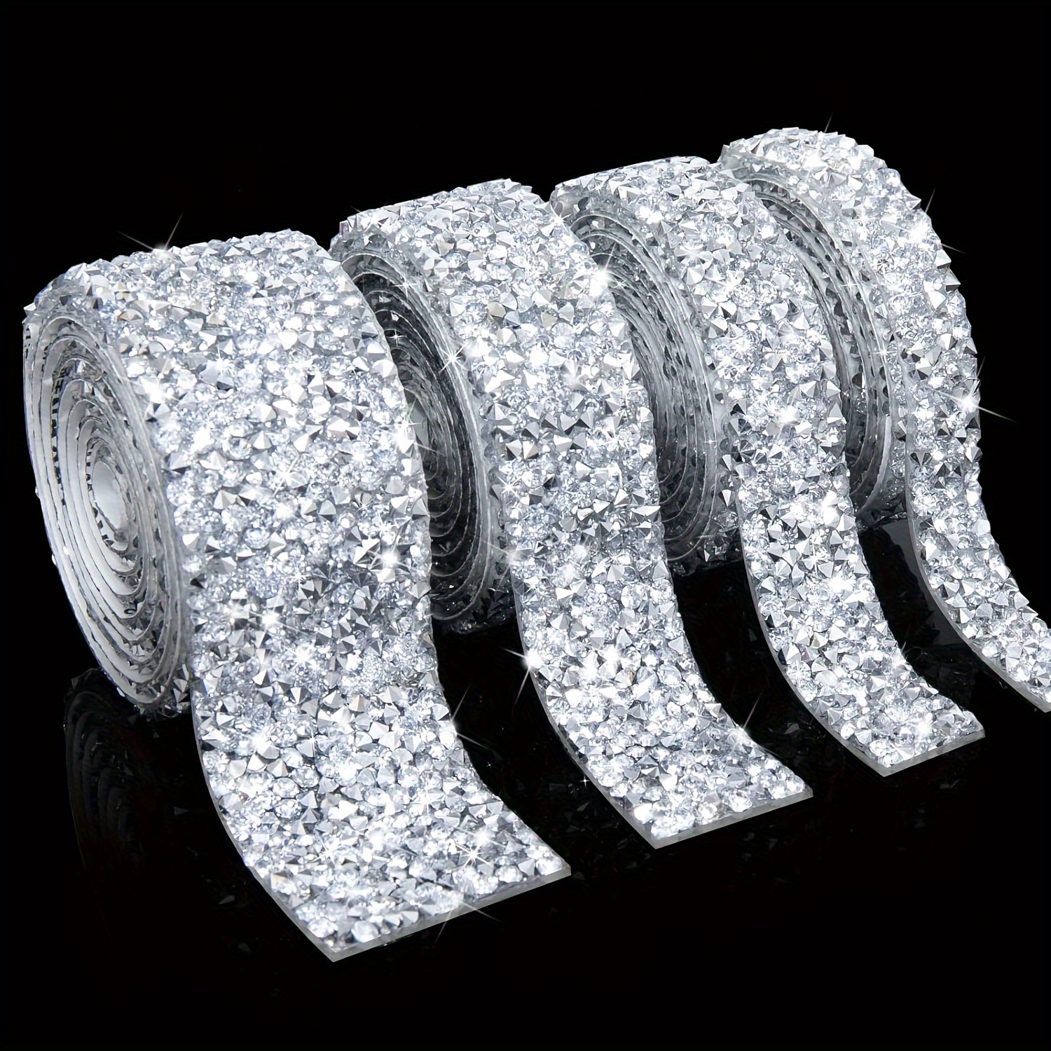  6 rollos de cinta de diamantes de imitación de cristal, rollo de  cinta de diamante para manualidades, cinta de diamantes de imitación  autoadhesiva, tiras de diamantes de imitación de cristal, 