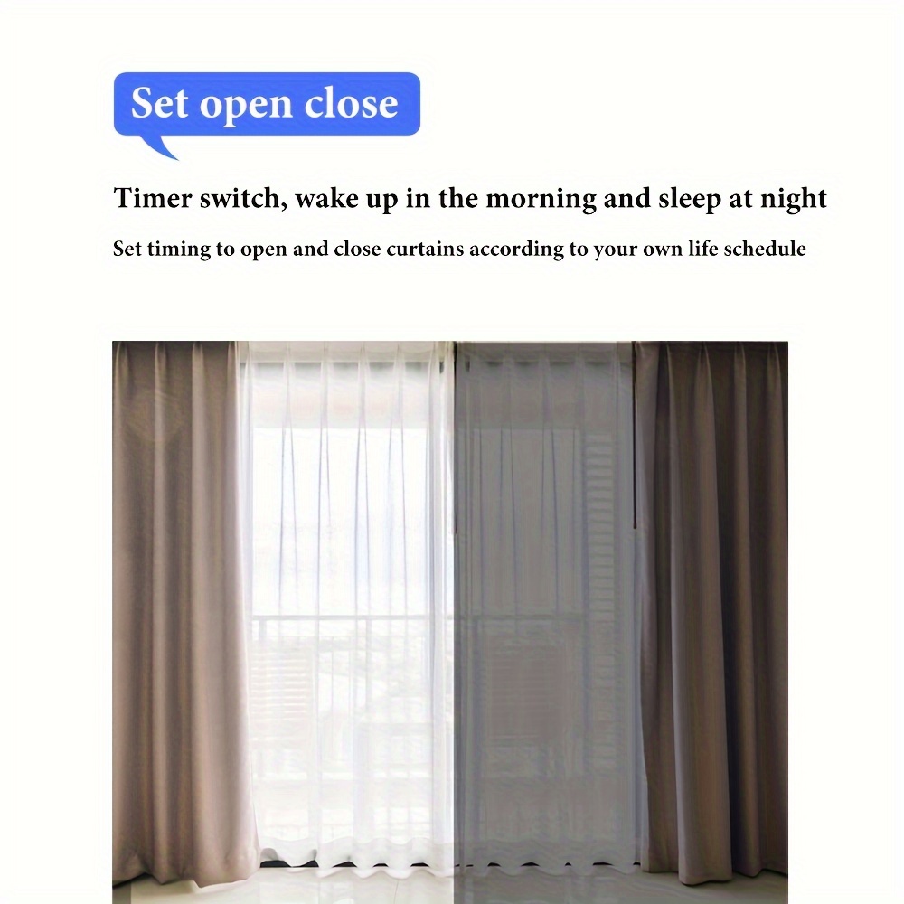 1PCS Electric Smart Curtains System, Automatic Curtain Opener, Motorized  Curtains Rod with Remote, Suitable For Home Bedroom U-Shaped Track