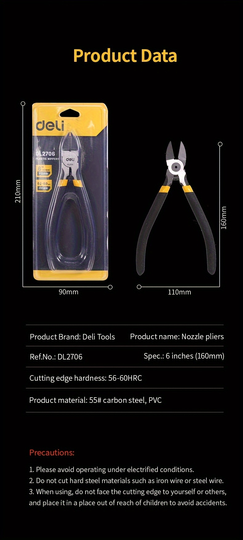 Deli Plastic Cutting Nippers 6 Inches Side Cutters Precision Ultra Sharp  Spring Loaded Wire Snips Clippers Pliers Diagonal Cutters for Artificial  Flowers Zip Tie Cutters for Cable Tie Wire Cutting Tool