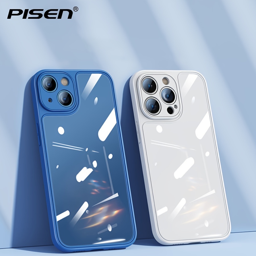  Carcasa de cristal transparente compatible con Apple iPhone 13  Pro Max, diseño floral, suave, flexible, transparente, parte trasera dura,  gel de silicona TPU a prueba de golpes, funda protectora azul peonía 