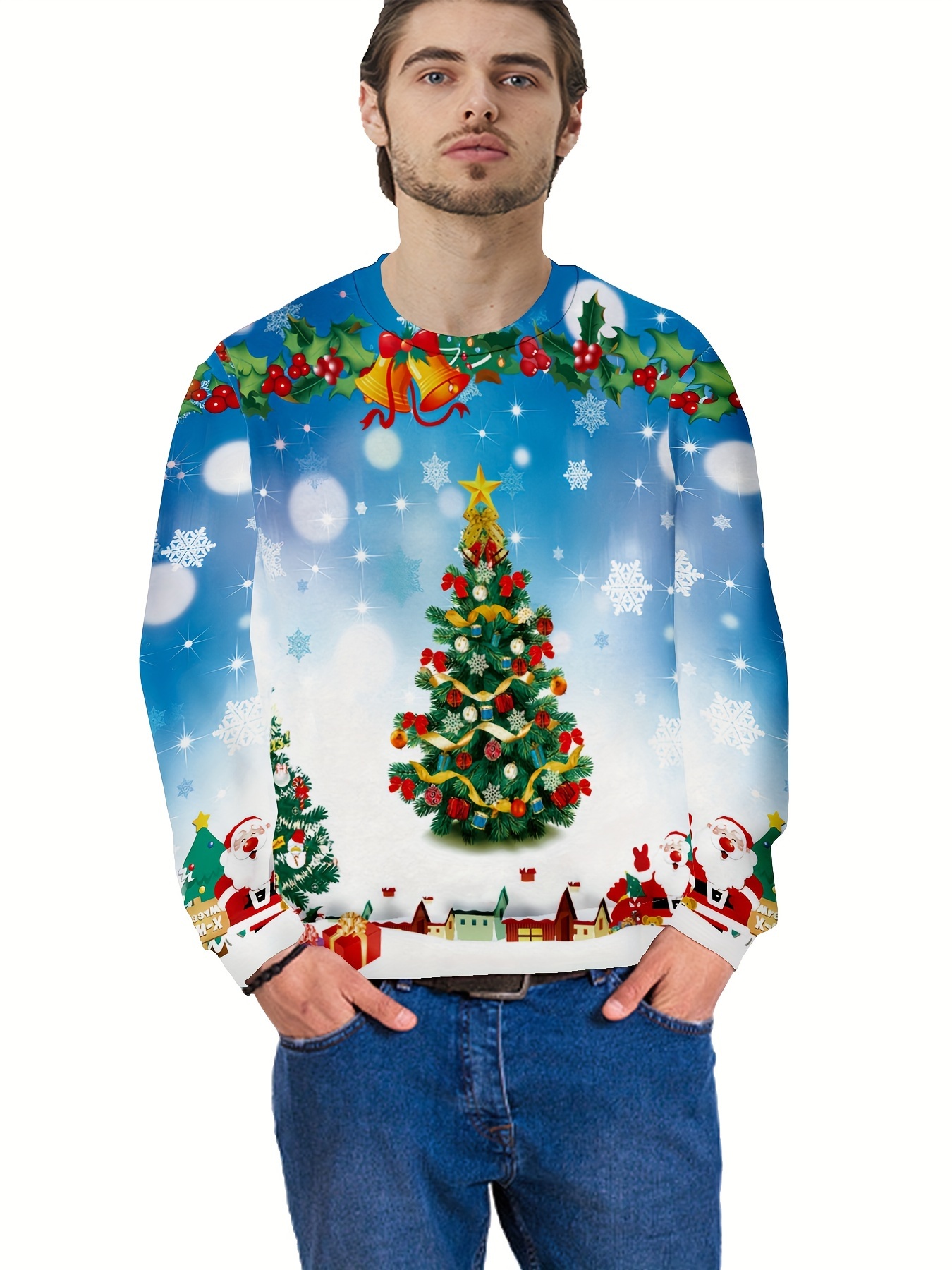 Best Deal for Men Christmas Sweater Casual Christmas Tree Pullover