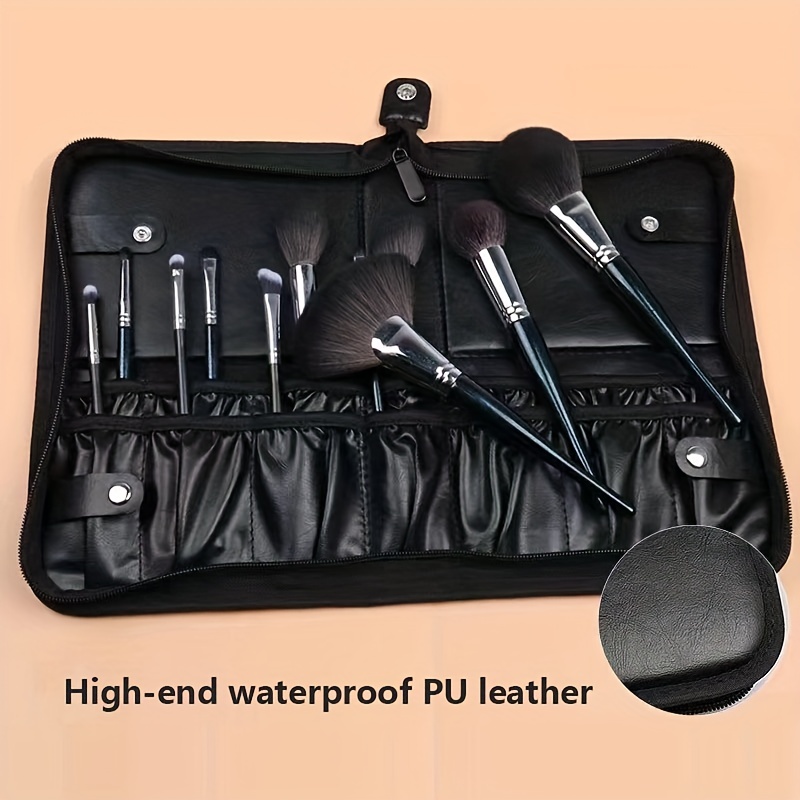 Foldable PU Leather Leather Makeup Brush Case Waterproof Travel