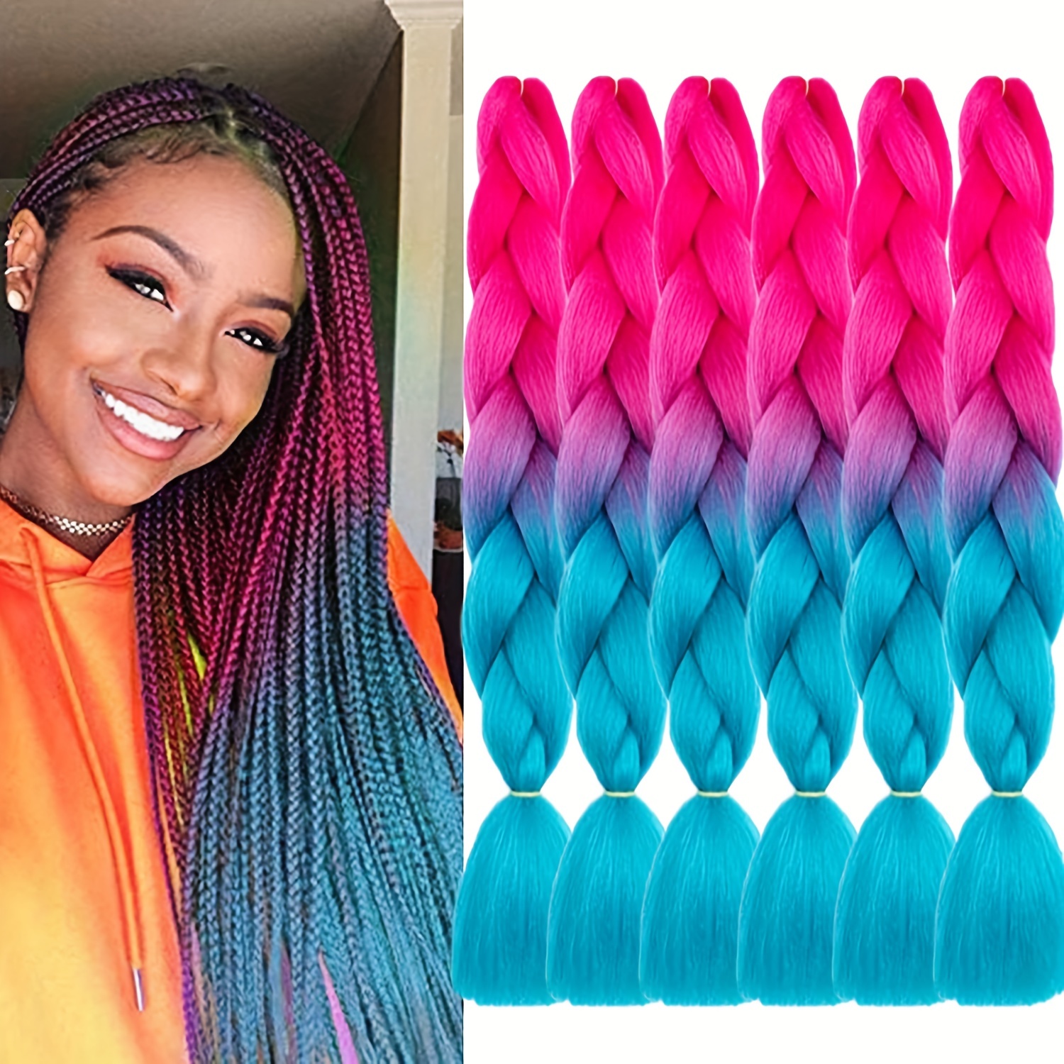 Extensões de cabelo trançadas jumbo coloridas de fibra - Temu Portugal