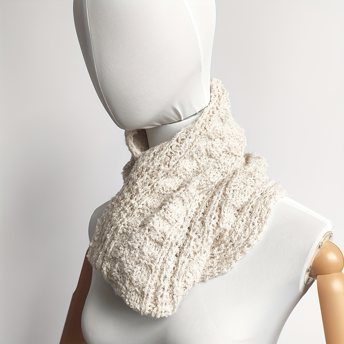 Simple Solid Color Knit Neck Gaiter Elegant Basic Stretchy - Temu Canada