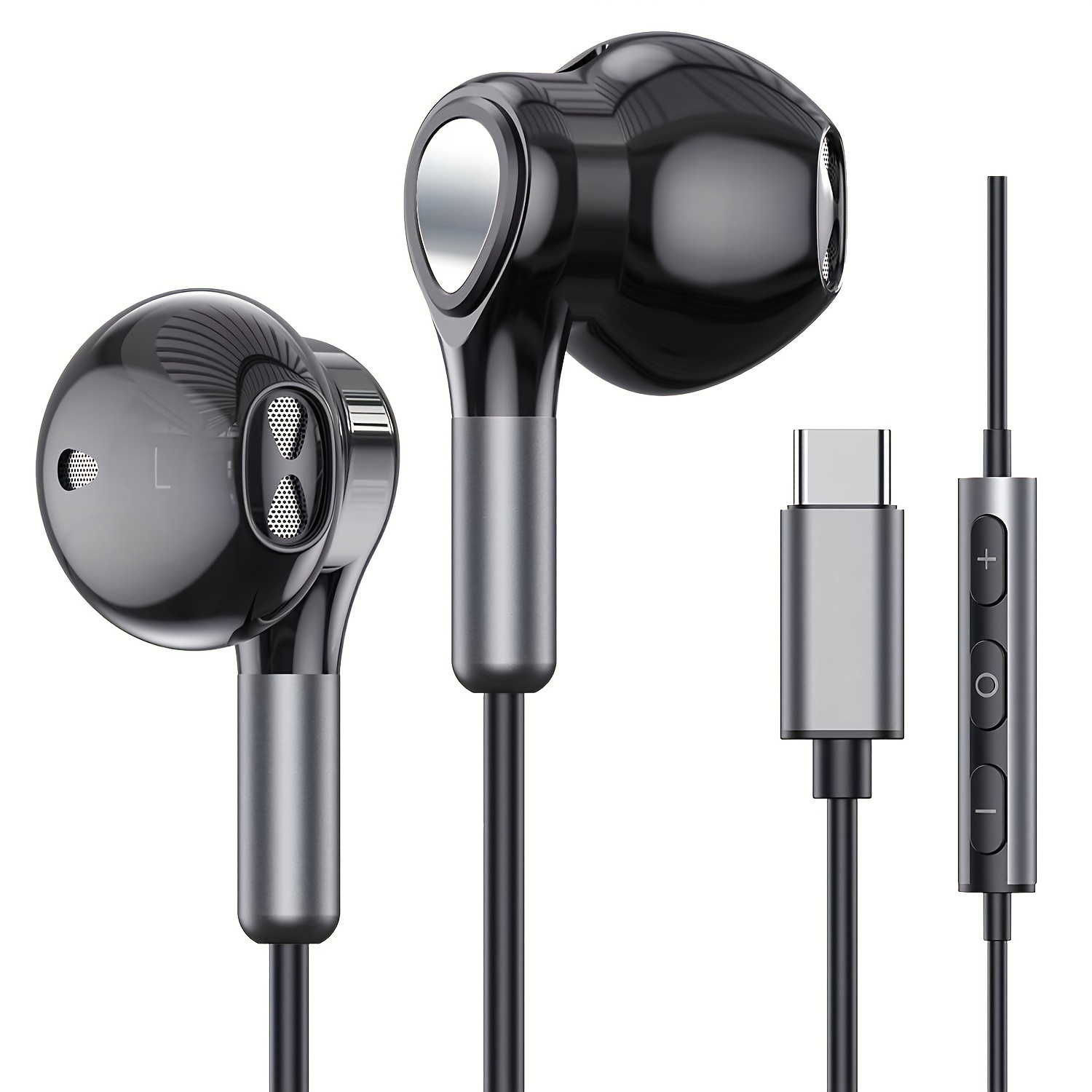 Auriculares USB C con cable, auriculares magnéticos estéreo de alta  fidelidad para portátil con micrófono, auriculares de aislamiento de ruido