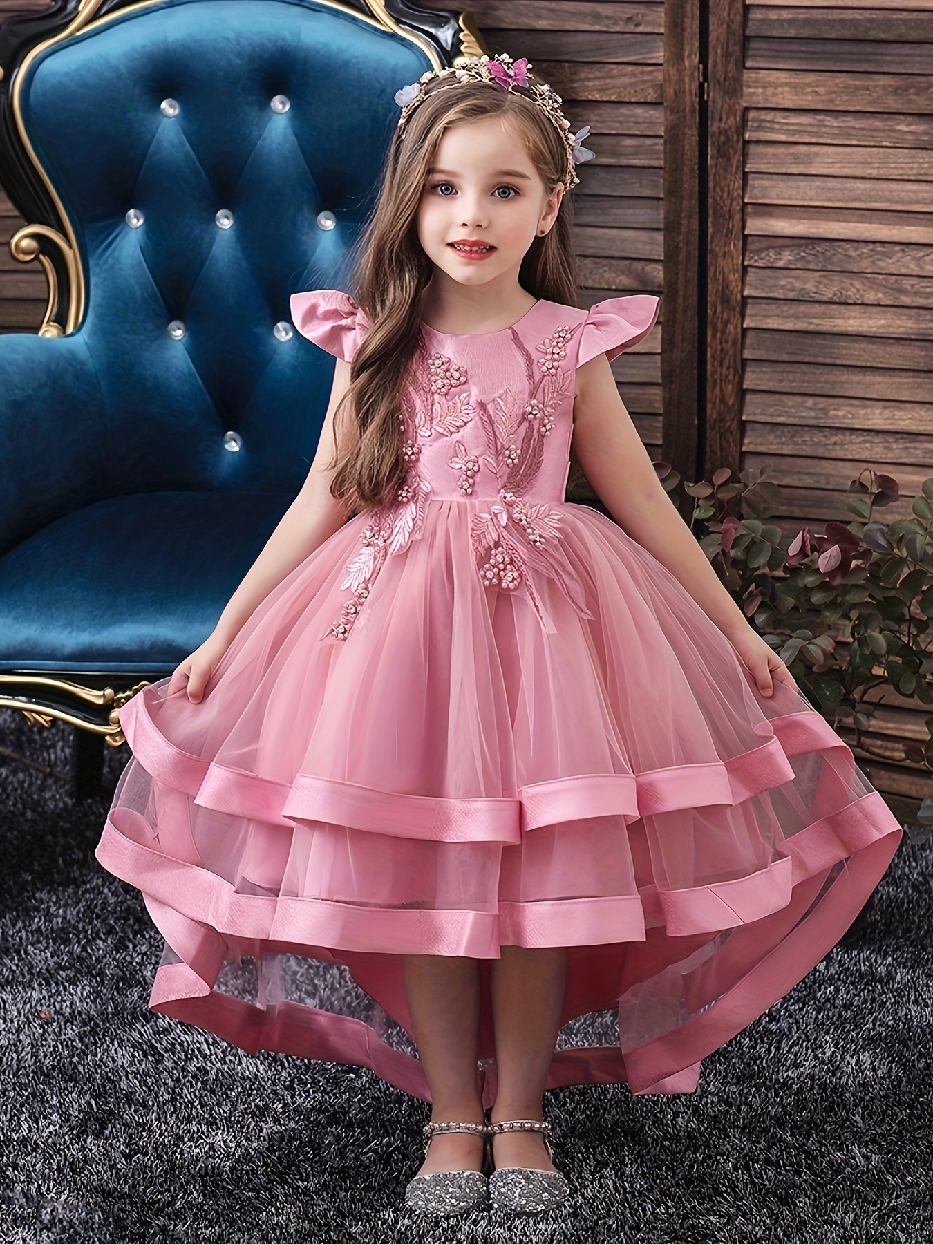 Children's Wedding Dress Show Dress Girl Trailing Princess - Temu