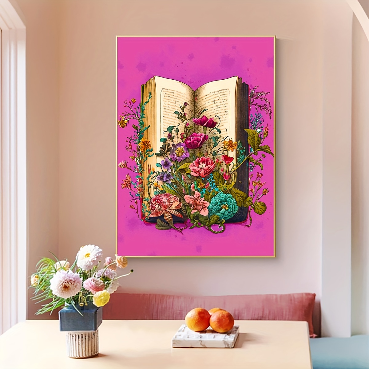 Diy 5d Frameless Diamond Painting Book Flower Wall Art Decor - Temu