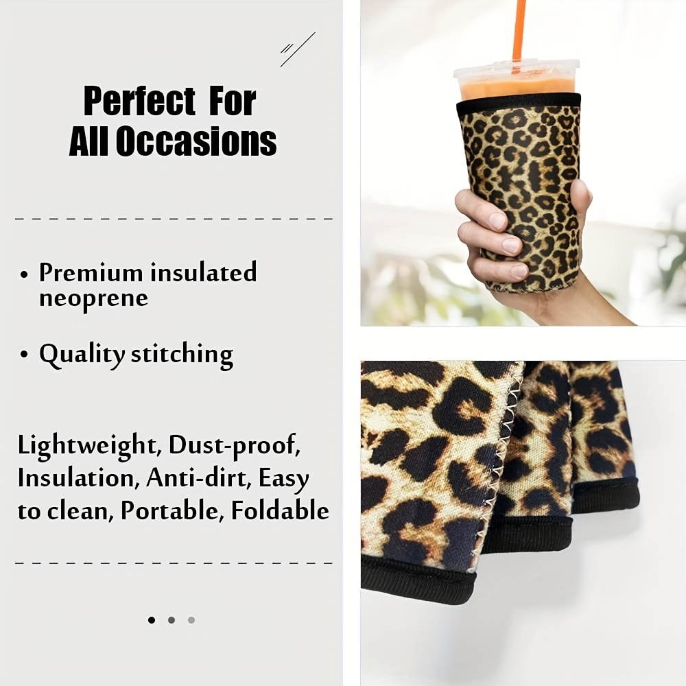 White & Gold Cheetah Print Reusable Cold and Iced Coffee Cup 