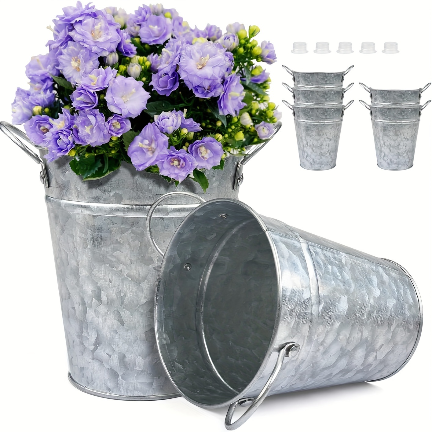 Silvery Metal Bucket With Handle galvanized Buckets Bulk For - Temu