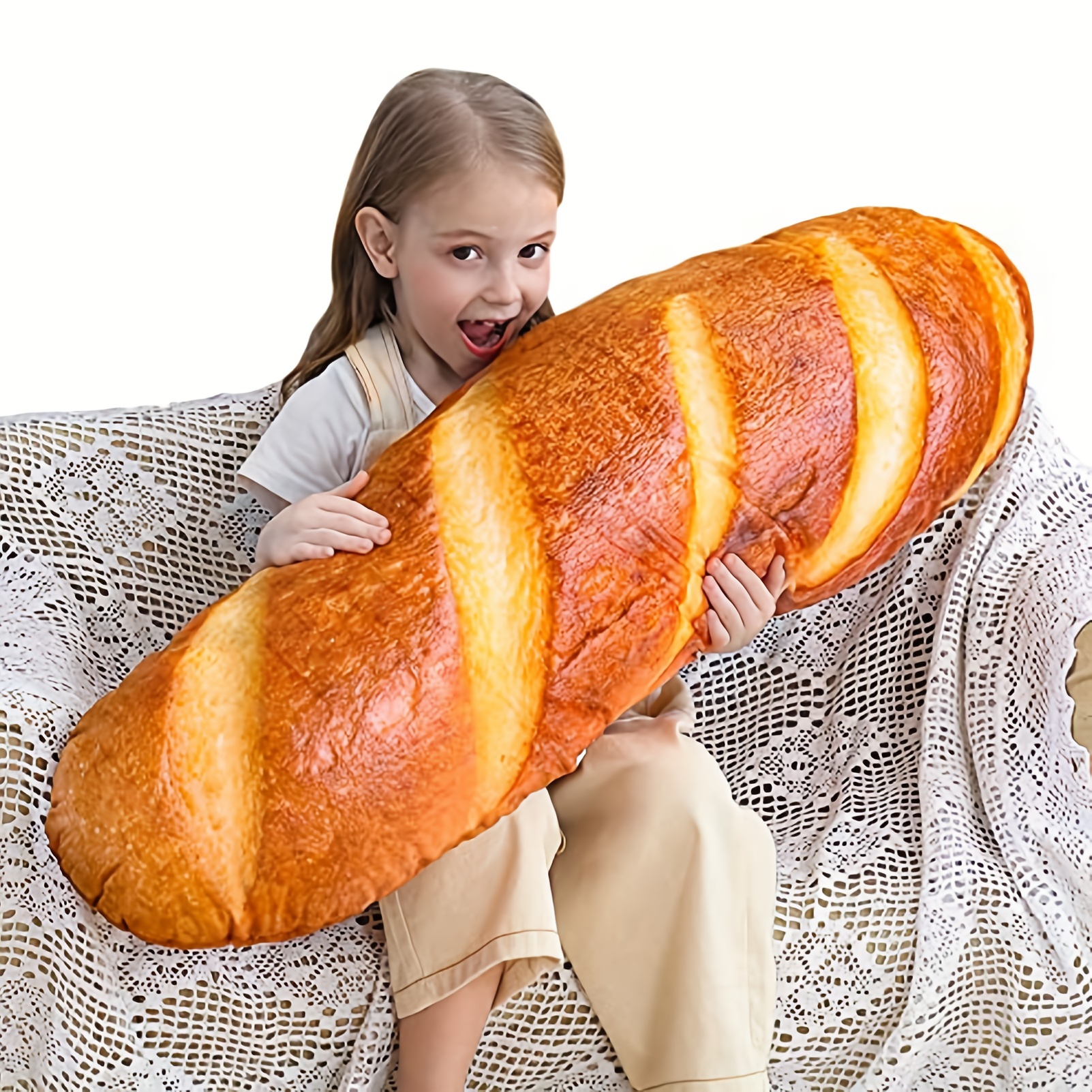 Coussin de pain grillé, coussin en peluche en forme de pain de 18 cm, jouet  en peluche doux, petit coussin de canapé en peluche mignon en peluche
