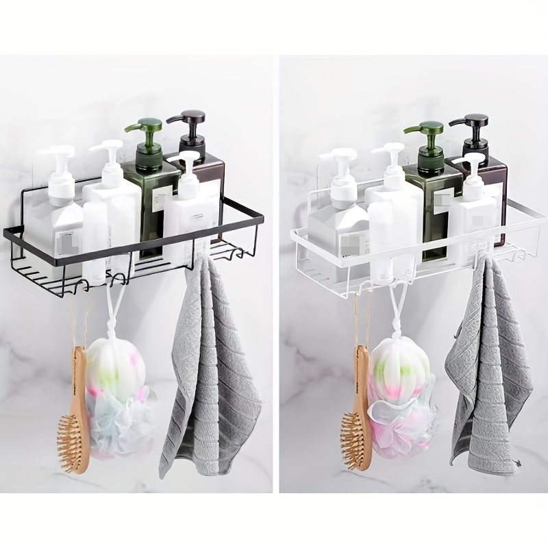 Plastic Shower Caddy Bathroom Kitchen Self-adhesive Wall Mount Shelf Basket  for