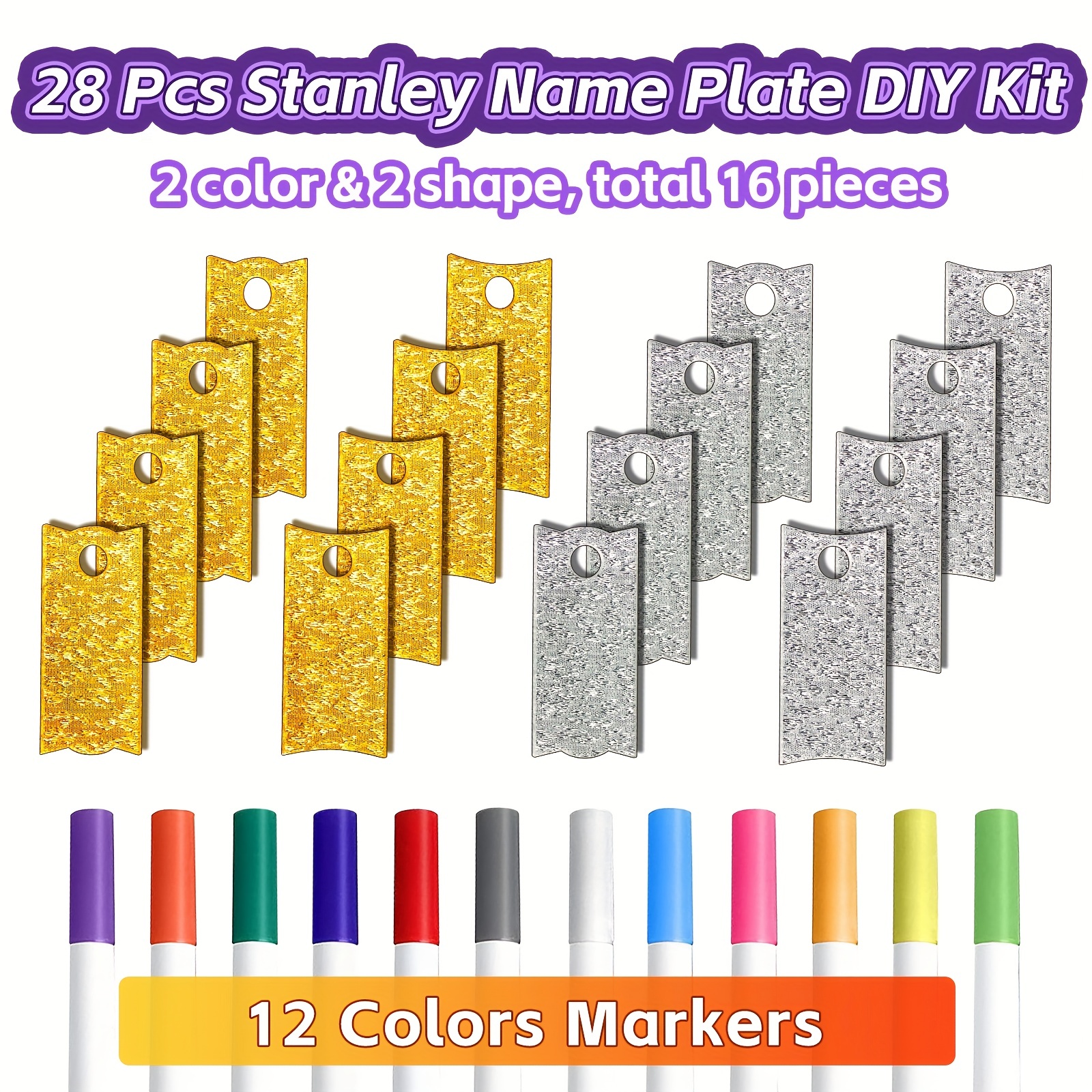 20oz & 30oz Stanley Mug Dual Color Name Plate, Multiple Colors