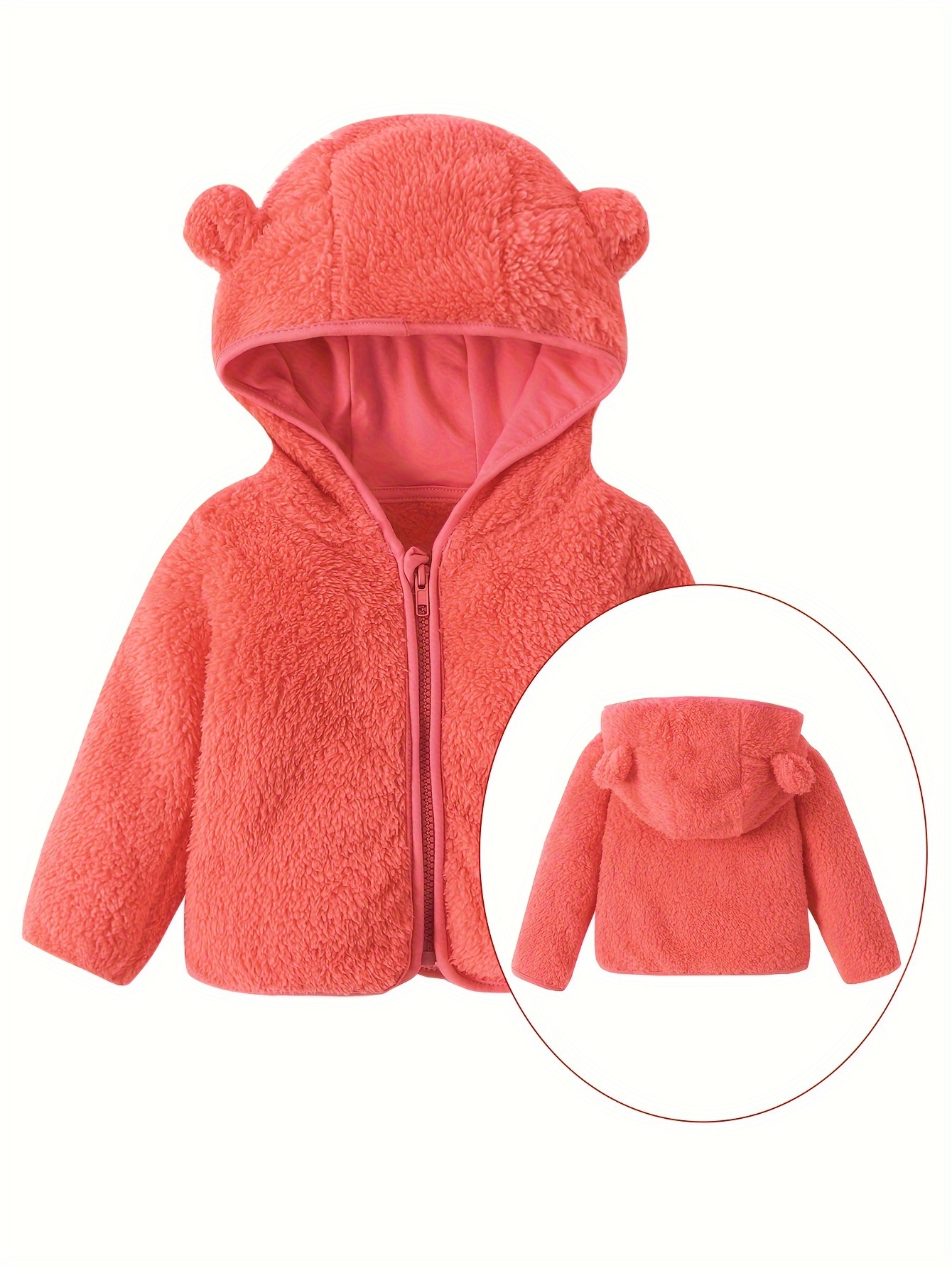 Kids Fleece Teddy Bear Coat Hoodie Winter Hooded Jacket For 2-6years Boy  Girl