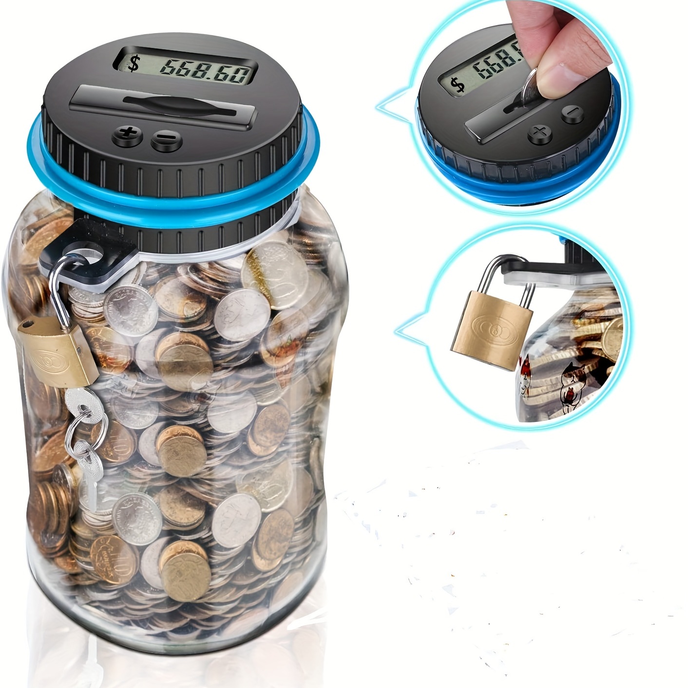 Grand Numérique Numérique Comptant Économiser De L'argent Boîte Jar Banque  LCD Affichage Pièces Économies Cadeau pour (Euro)