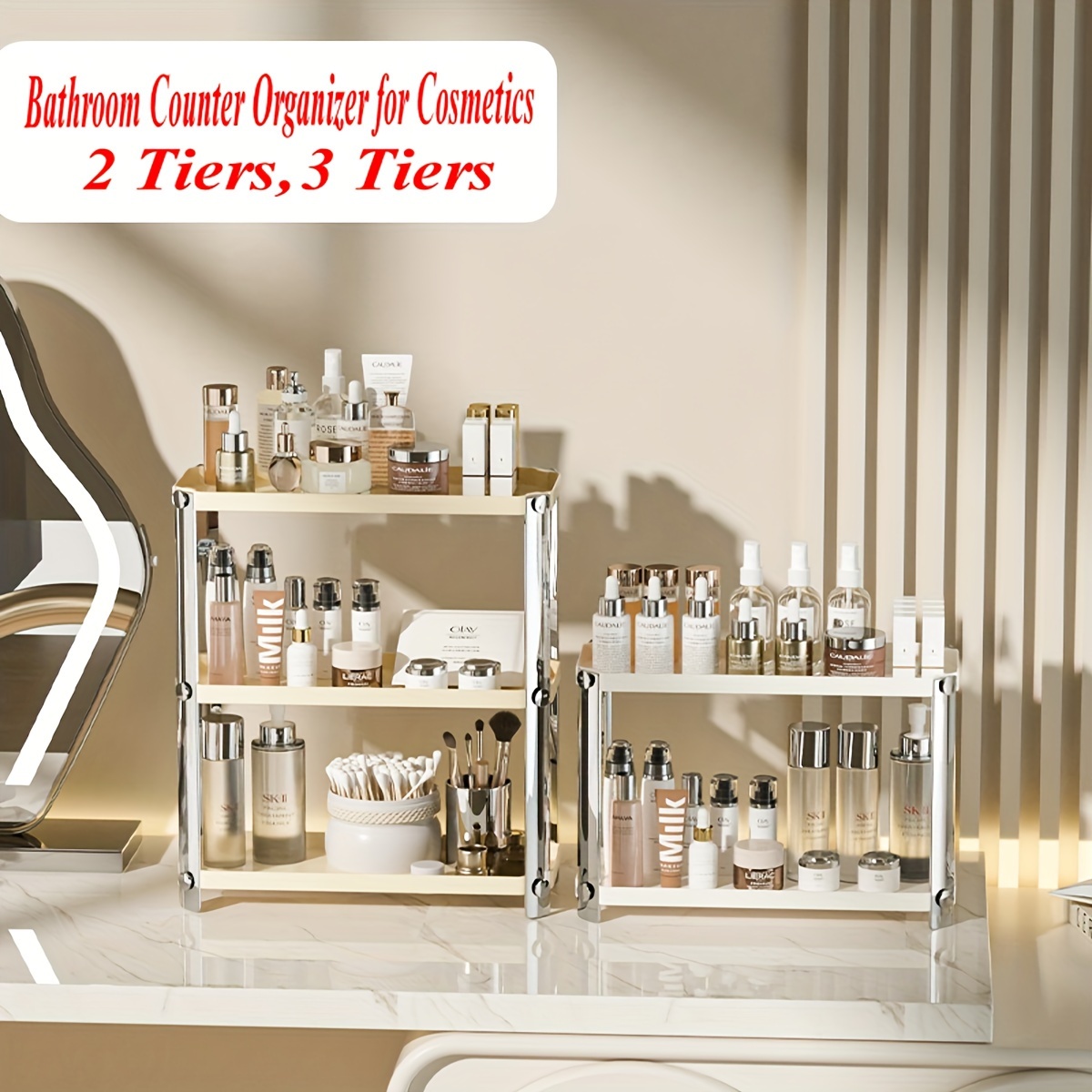 2-tier Bathroom Countertop Organizer, Multifunctional Storage Shelf, Makeup  Organizer Rack, Double-layer Bathroom Tray, Bathroom Accessories - Temu