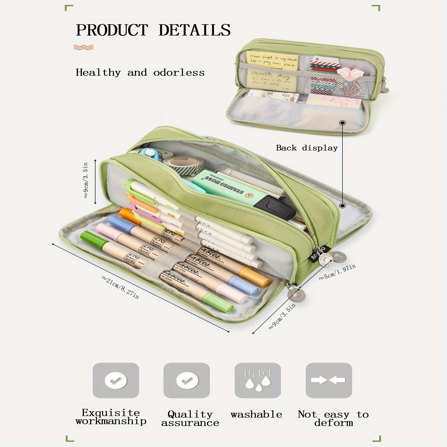 Large Capacity Pencil Case Double Opening Pencil Pouch 3