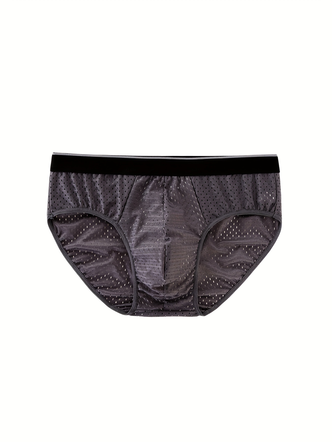 Men's Solid Ice Silk Cool Comfy Briefs Thin Mesh Breathable - Temu