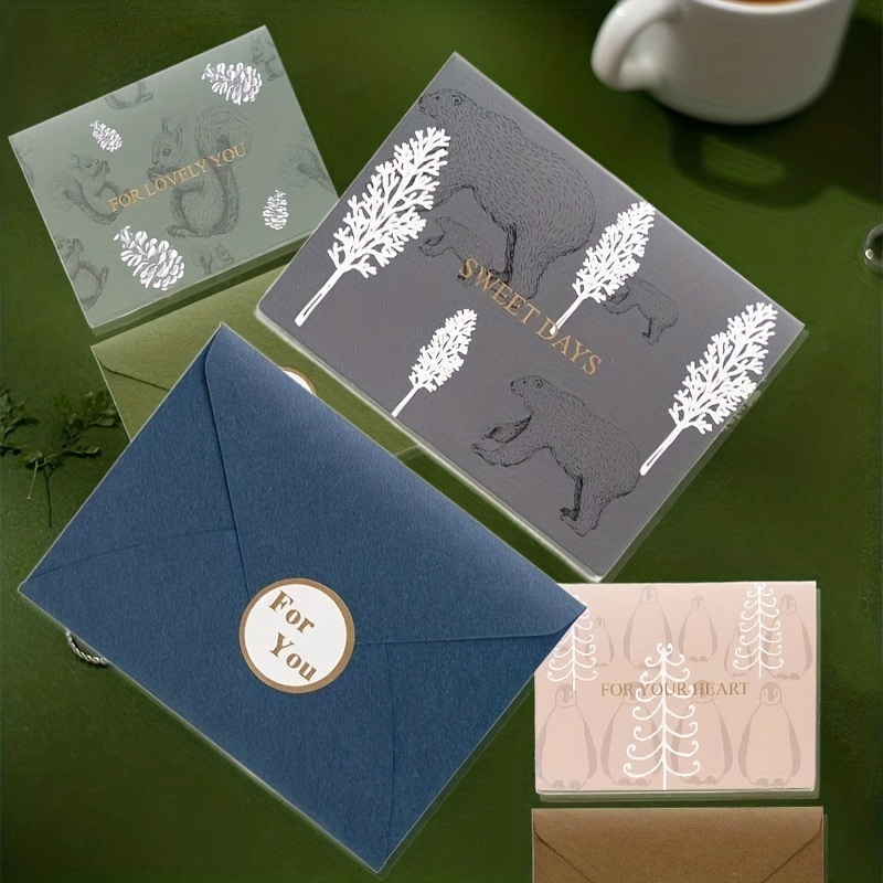 4x6 Lace Gift Card Envelopes, 5 Pcs Paper Mini Envelope, Blue